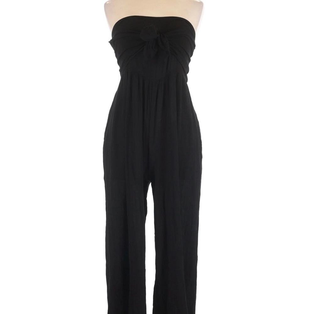 Final Touch Black Strapless Front Tie  Jumpsuit